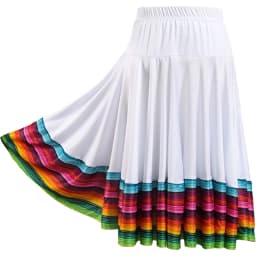 Womens Folklorico Dance Skirt Spanish Flamenco Colorful Big Swing Long Skirts Folkloric Mexican Folk Dance Performance Costume