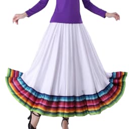 Womens Folklorico Dance Skirt Spanish Flamenco Colorful Big Swing Long Skirts Folkloric Mexican Folk Dance Performance Costume