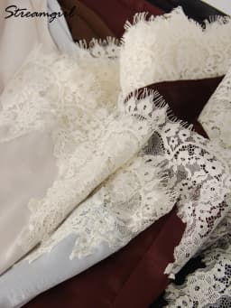 Streamgirl Midi Lace Satin Skirts Women Spring Summer High Waist Straight Burgundy Skirts With Lace For Women Office Wear Skirt