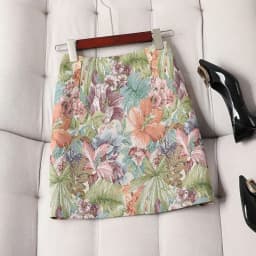 French-style colorful short skirt women spring and summer new retro oil painting fashion Jacquard plus size slim high waist