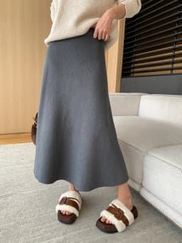 [LANMREM] Elastic High Waist Knitting Skirts For Women A-line Mid-length Office Lady Fit Female Skirt 2025 Autumn New 26C281