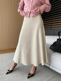 [LANMREM] Elastic High Waist Knitting Skirts For Women A-line Mid-length Office Lady Fit Female Skirt 2025 Autumn New 26C281