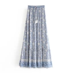 Boho Queens Fashion Women Hippie Beach Bohemian Floral Print Skirts High Waist Maxi A-Line Skirt Femme