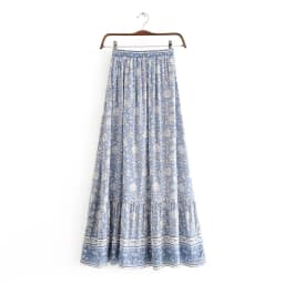 Boho Queens Fashion Women Hippie Beach Bohemian Floral Print Skirts High Waist Maxi A-Line Skirt Femme