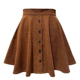Fashion High Waist Pleated Fluffy Skirt Women Elegant Single-Breasted Design Corduroy A-Line Skirts Autumn Winter Mini Skirts