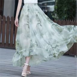 Korean Summer Skirt Women Long High Waist Holiday Dance Elegant Beach Boho Lady Vintage Girl Fairy Chiffon Floral Maxi Skirts