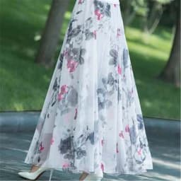 Korean Summer Skirt Women Long High Waist Holiday Dance Elegant Beach Boho Lady Vintage Girl Fairy Chiffon Floral Maxi Skirts