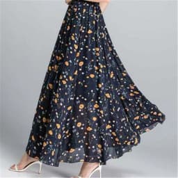 Korean Summer Skirt Women Long High Waist Holiday Dance Elegant Beach Boho Lady Vintage Girl Fairy Chiffon Floral Maxi Skirts