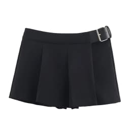 KASLEAD New Women's Fashion Simple Wide Pleat Belted Skirt Pants Street Style Standard Fit Polyester Fiber City Commute