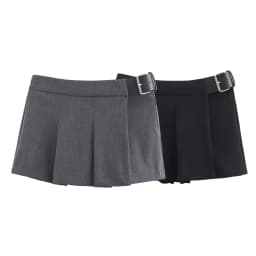 KASLEAD New Women's Fashion Simple Wide Pleat Belted Skirt Pants Street Style Standard Fit Polyester Fiber City Commute