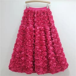 Chic 3D Floral Skirt for Women Temperament Jupe 2025 Faldas Mujer De Moda High Waist Loose Saia A-line Sweet Solid Color Skirts