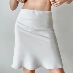 Elegant White Bowknot Midi A-Line Skirt Versatile Style Autumn 2025 Fashionable Casual Polyester Fiber Ladies Skirt