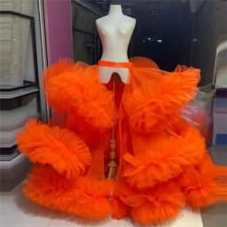 Fuchsia Skirts Puffy Tulle Ruffled jupe femme Party Tutu Skirts Tierred Long Floor Length Customized Maxi Skirt For Women