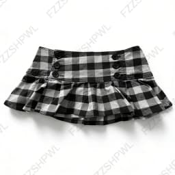 Y2K Skirt Fine checks Daily Young Cute Mini Skirt Streetwear High street Casual Classic Minimalist Girly style Low Rise Skirts