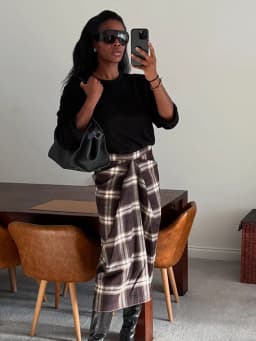Women Checked Midi Skirt Fashion Casual Pleated Irregular High Waist Slim Mid-length Bottom Lady Daily New Commute Street Skirt