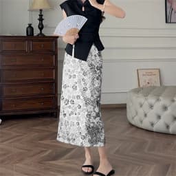 New Summer Fashion Skirt Women Colorful Sequins Floral Embroidered High Waist Slim A-line Elegant Party Skirts Clothing