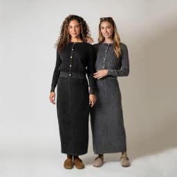 AP AW26 Women Washed Cable Cardigan and Knitting Skirt
