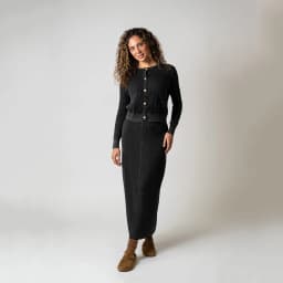 AP AW26 Women Washed Cable Cardigan and Knitting Skirt