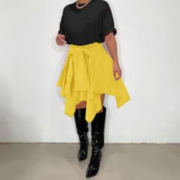 CM.YAYA Women Plaid Irregular High Waist Knee Length Skirts 2022 Summer Holiday Streetwear Sleeve Wrapped Lace Up Waist Skirt