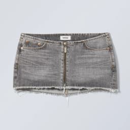 Y2K Casual Street Womens Grey Denim Zip Up Short Skirt Retro Frayed Low Waisted Short Skirt Harajuku Trendy New Sexy Short Skirt