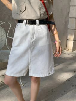 ZHISILAO New White High Waist A-line Denim Skirt Women Vintage Knee-length Jeans Shorts Summer 2024