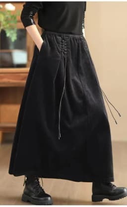 YZJNH 2024 Autumn New Half Length Skirt Women's Loose Corduroy Half Length Skirt Women's Elastic Waist Big Hem Velvet Long Skirt