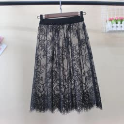 Hot Summer Women Lace Skirts Fashion Solid Casual Mesh Tulle Skirt Hollow Out Short Pencil Elegant Elastic Black White Skirt
