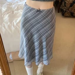 Summer Knee Length Plaid Chiffon Skirts Woman Vintage Fashion Y2k Bow Decoration Chic Female High Waist A Line Skirts Mujer