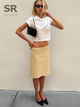 SINGREINY Fashion Autumn Suede Midi Skirts Women Trendy Street Aesthetic Hot Girl Straight Bodycon Vintage Long Skirts