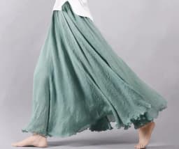 Sherhure 2026 Women Cotton And Linen Long Skirts Elastic Waist Pleated Maxi Skirts Beach Boho Vintage Summer Skirts Faldas Saia