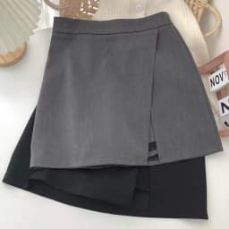 Black Gray A Line Suit Skirts Women Korean Fashion Front Split High Waist Mini Skirts Woman Streetwear Dance Short Skirt Ladies
