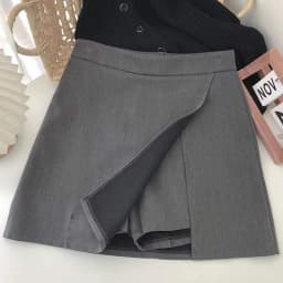 Black Gray A Line Suit Skirts Women Korean Fashion Front Split High Waist Mini Skirts Woman Streetwear Dance Short Skirt Ladies