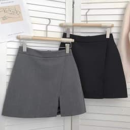 Black Gray A Line Suit Skirts Women Korean Fashion Front Split High Waist Mini Skirts Woman Streetwear Dance Short Skirt Ladies