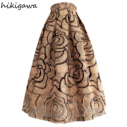 Korean Jacquard Skirts for Womens 2025 Korean Midel Skirt High Waist Slim Y2K Jupes Vintage A-line Jupe Fashion Elegant Faldas
