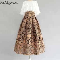 Korean Jacquard Skirts for Womens 2025 Korean Midel Skirt High Waist Slim Y2K Jupes Vintage A-line Jupe Fashion Elegant Faldas