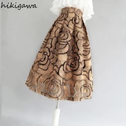 Korean Jacquard Skirts for Womens 2025 Korean Midel Skirt High Waist Slim Y2K Jupes Vintage A-line Jupe Fashion Elegant Faldas