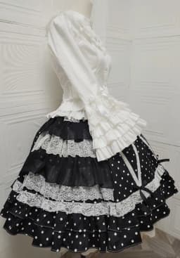 Vintage Original Japanese Lolita Cute Sweet Girl Cake Skirt Polka Dot Lace Bow Ballet Style Doll Princess Tutu