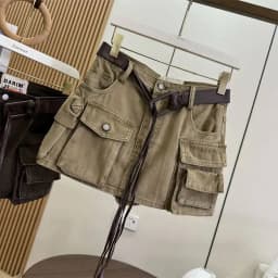 Women Brown Cargo Skirt 2000s Vintage Harajuku Gyaru High Waist Oversize Skirt Korean Style Y2k A-line Shorts Skirts Summe 2026
