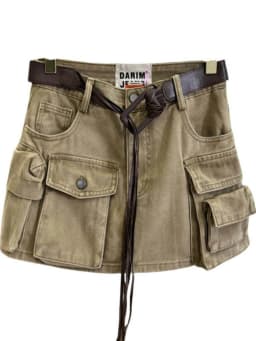 Women Brown Cargo Skirt 2000s Vintage Harajuku Gyaru High Waist Oversize Skirt Korean Style Y2k A-line Shorts Skirts Summe 2026