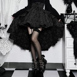 Y2k Aesthetic Streetwear Skirt High Waist Irregular Gothic Print Ball Gown Faldas Bandage Harajuku Ruffled Grunge Women Skirts