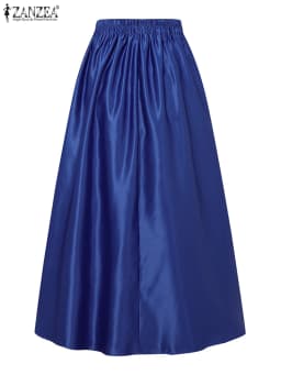 2025 ZANZEA Elegant High Waist Party Satin Skirts Summer Women Fashion A-line Work OL Skirt Jupe Vestidos Solid Midi Faldas Saia