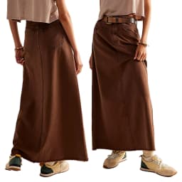 Combhasaki Women Y2K Vintage Button Mid Waist Denim Long Skirt Solid Color Tassel Raw Hem A-line Skirts with Pockets Streetwear