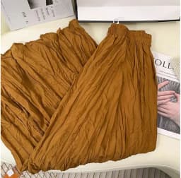 Spring Summer Elastic Waist Skirts Women Wrinkled Soft Solid A Line Long Skirt With Linning