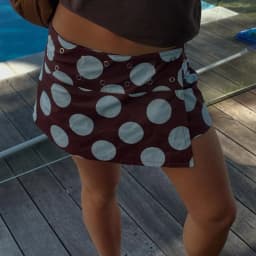 Women Y2K Polka Dot Skirt Mid Rise Reversible Wrap Skirts Summer Going Out Skirt Boho Bikini Cover Up Beachwear