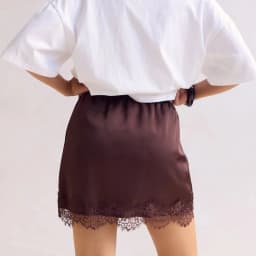 Women Vintage Chic y2k Aesthetic Satin Mini Skirts Lace Trim Patchwork Low Waist Half Slips Skirts Underskirts Streetwear
