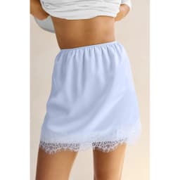 Women Vintage Chic y2k Aesthetic Satin Mini Skirts Lace Trim Patchwork Low Waist Half Slips Skirts Underskirts Streetwear