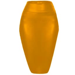 Women's Shiny Metallic Pencil Midi Skirt, Stretchy Coated Spandex, Office Ladies, Gothic Sheath, High Street, Elegant