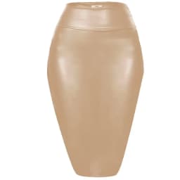 Women's Shiny Metallic Pencil Midi Skirt, Stretchy Coated Spandex, Office Ladies, Gothic Sheath, High Street, Elegant