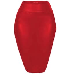 Women's Shiny Metallic Pencil Midi Skirt, Stretchy Coated Spandex, Office Ladies, Gothic Sheath, High Street, Elegant