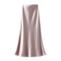 Women Summer Satin Long Skirt 2025 Trendy Elegant High Waist Solid Color Luxury Faldas